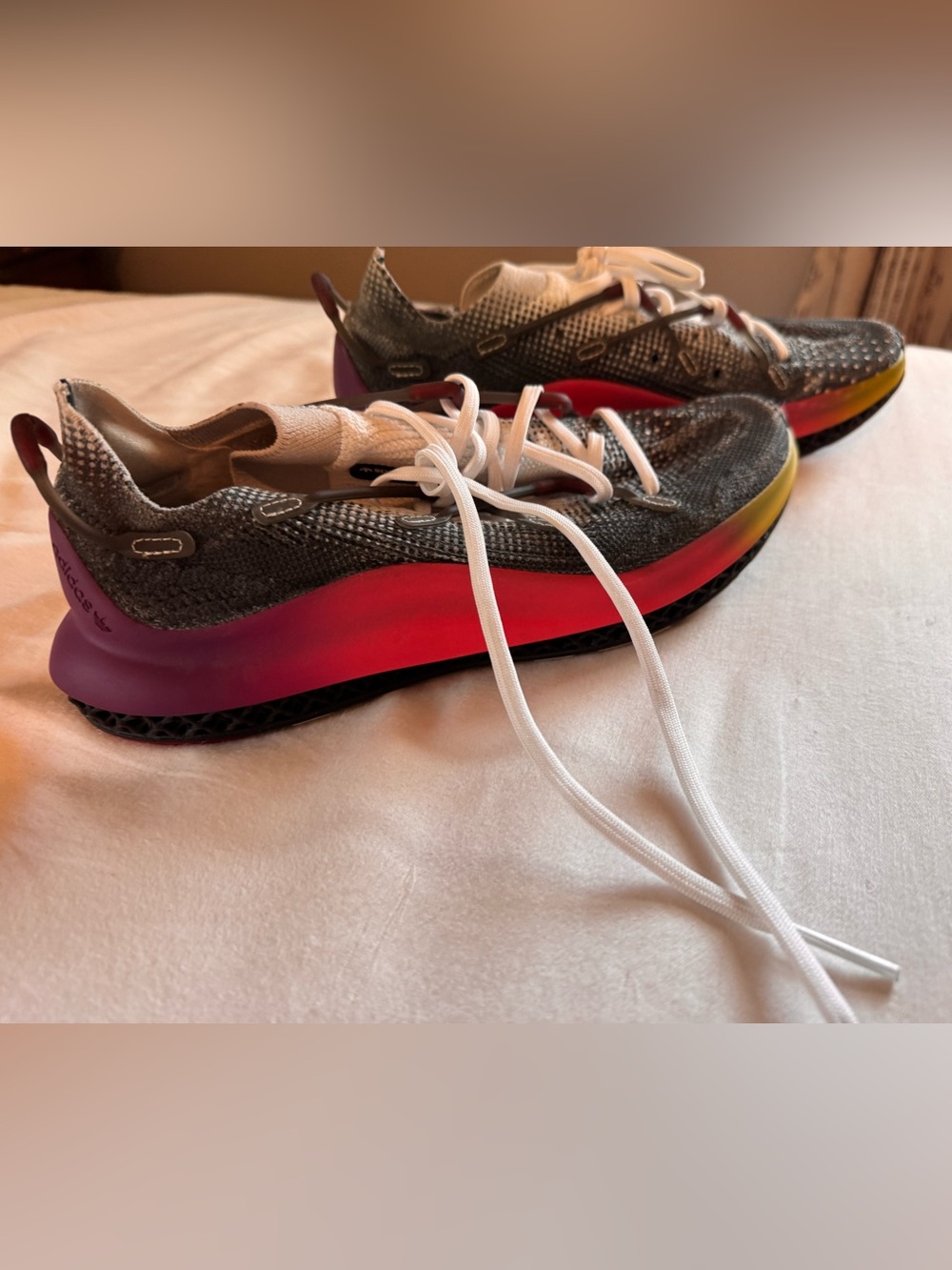 adidas Women’s Athletic Shoes in Gray with Pink/Red Gradient Midsole
